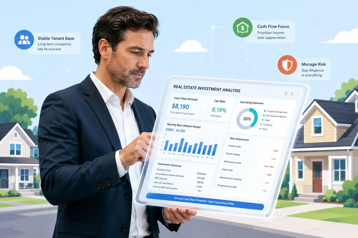 A professional investor analyzing real estate data for a Midwest rental property portfolio.